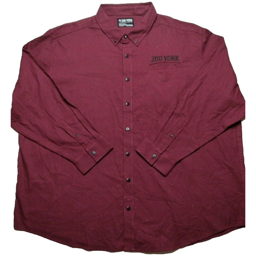 ZOO YORK Men Big 4XL True Flex Merlot Nep Long‎ Sleeve Button Shirt NEW